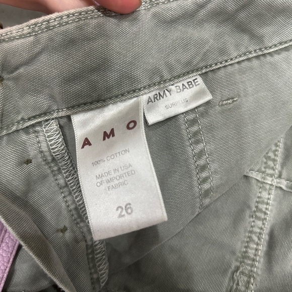 AMO denim Womens Army babe Trousers cropped cargo Pants Size 26 gray green - Picture 3 of 6